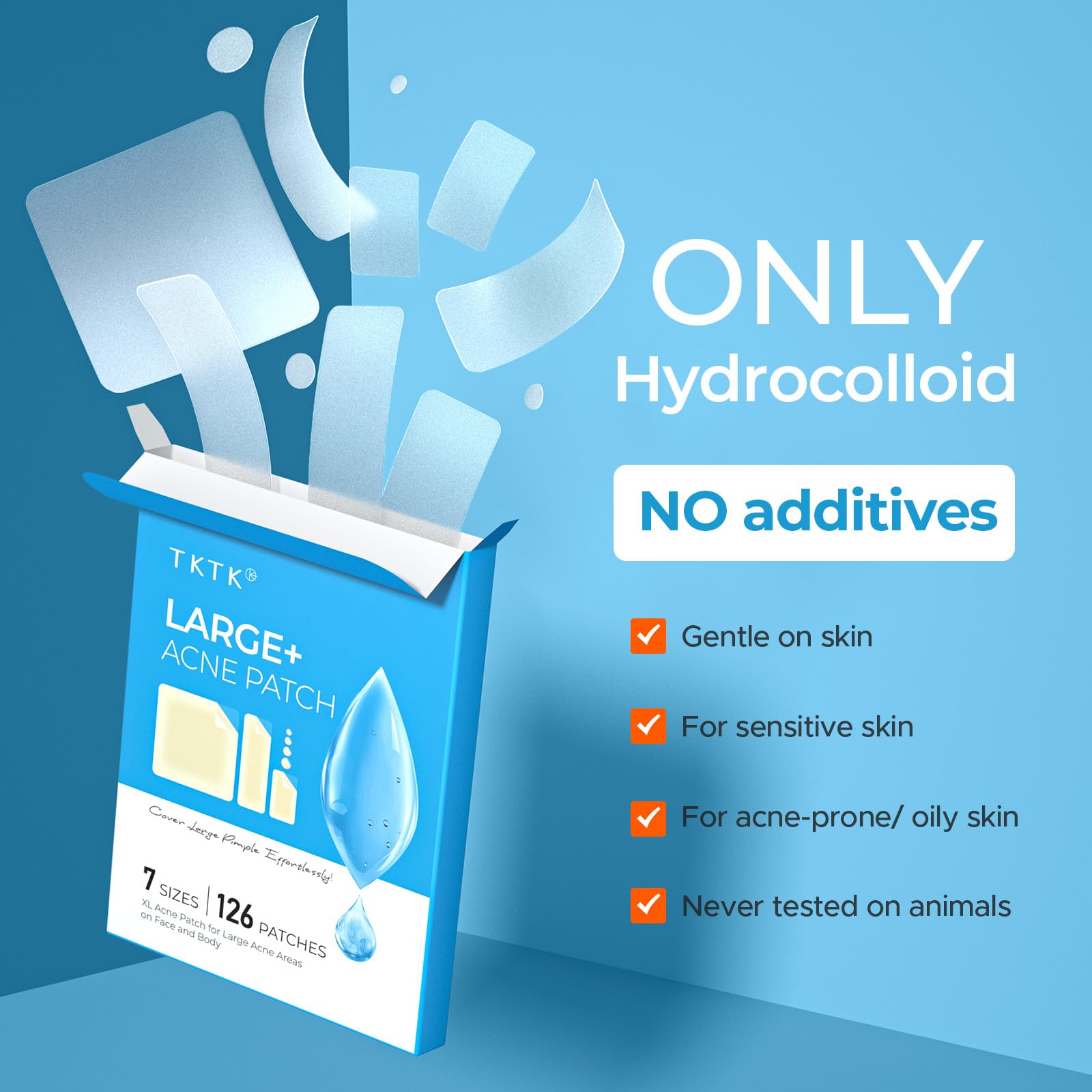 Parche TKTK 20x60 mm para espalda o pecho, cobertura amplia