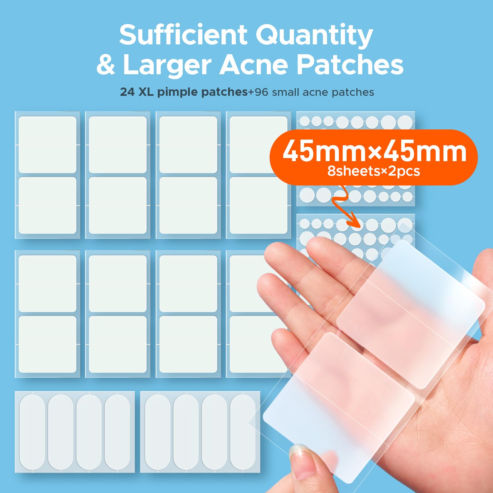 Parche hidrocoloide TKTK XL 60x20 mm para cuerpo, cobertura amplia y rápida absorción.