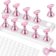 TKYZMS portauñas rosa: dos conjuntos para exhibir y practicar uñas con base estable.