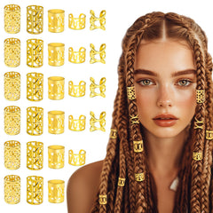Joyas TLAZZ para cabello en oro, conjunto para trenzas, realza peinados.