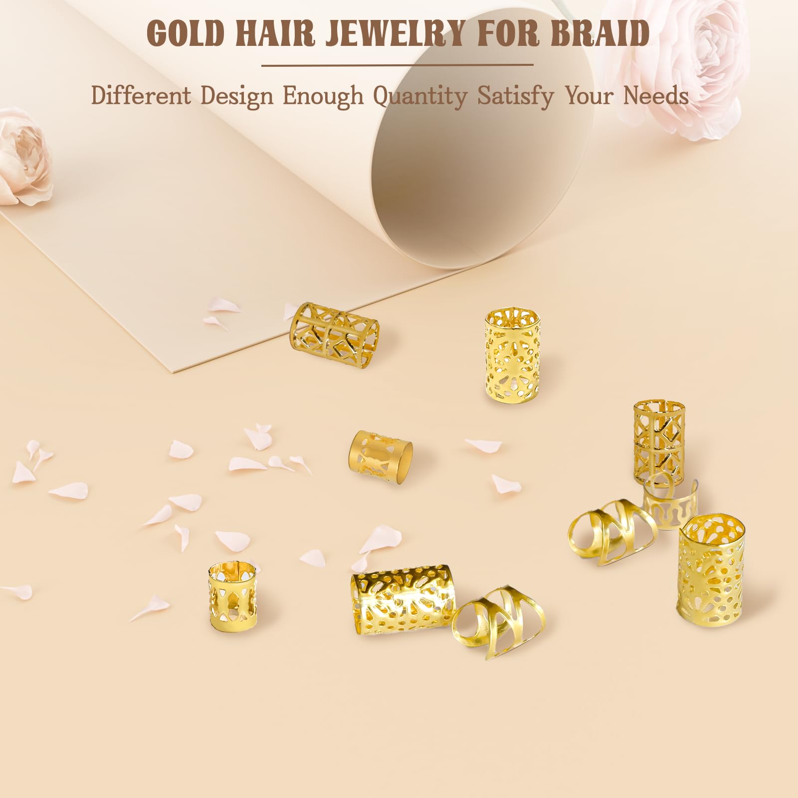 Ornamentos capilares dorados TLAZZ para trenzas, ideas para looks diarios y especiales.