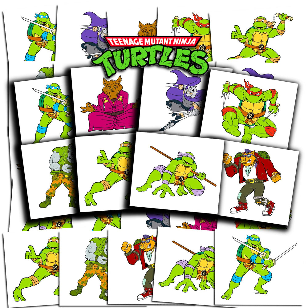 Tatuajes TMNT de 2x2, fáciles de aplicar para fiestas infantiles.