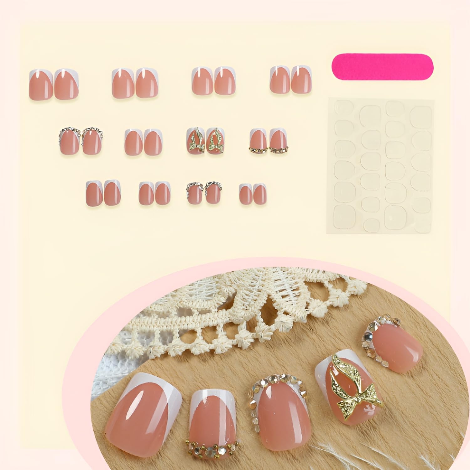 Diseño 3D de lazo dorado Tnbuokas eleva cualquier manicura.