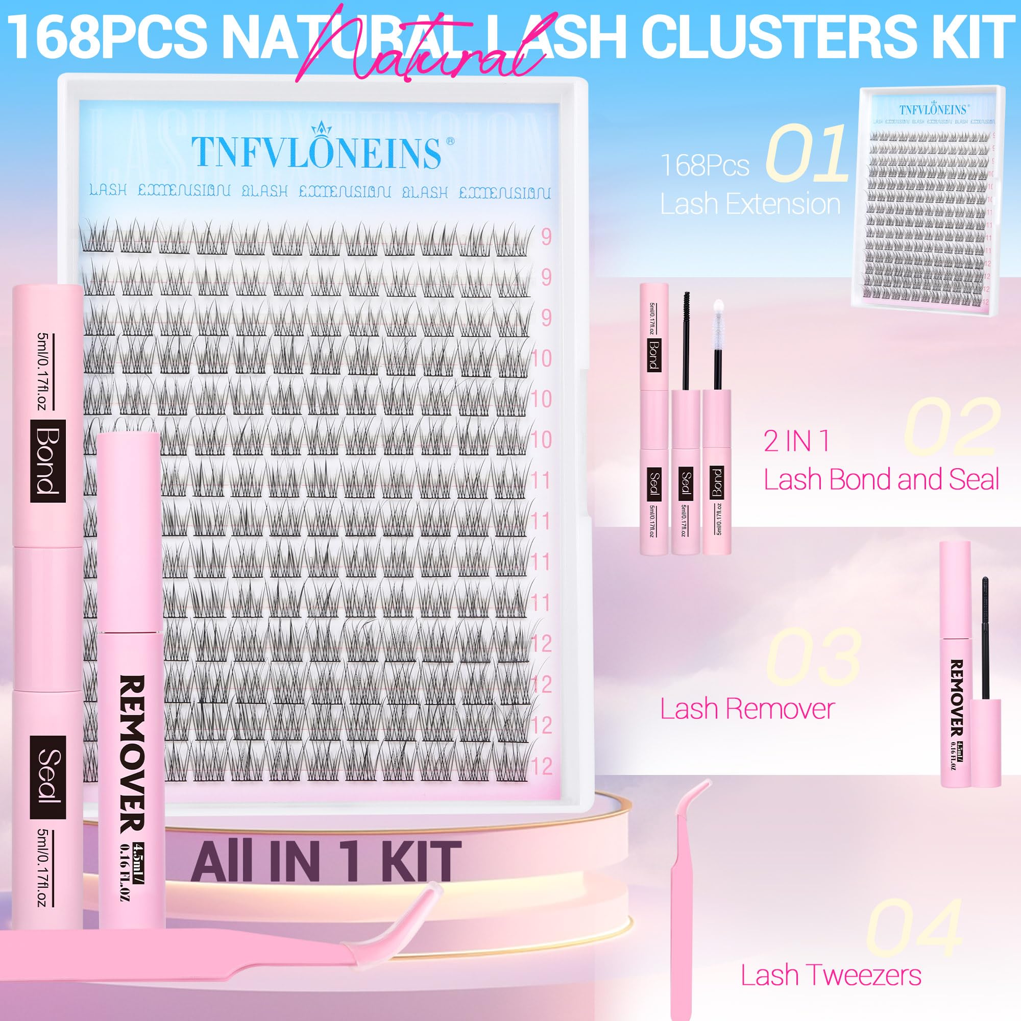 TNFVLONEINS clusters pestanas naturales 9-12 mm para realzar la mirada