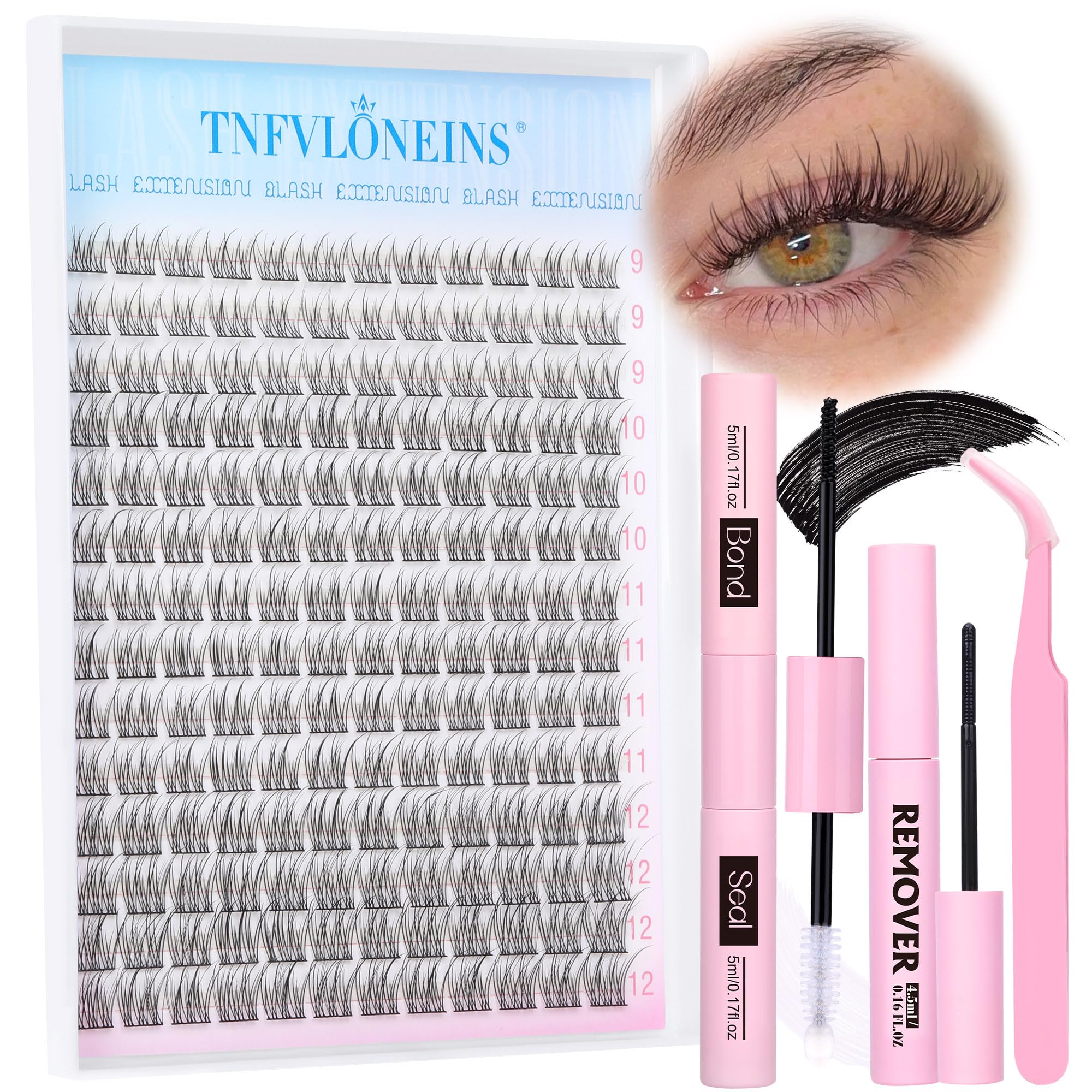 TNFVLONEINS kit extensiones pestanas clusters ligeros para un look natural