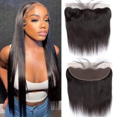 TNICE frontal de encaje 13x4, cierre de oreja a oreja: cabello liso brasileño natural