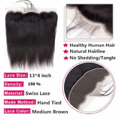 TNICE frontal de encaje 13x4, pelo Remy natural, suave y resistente