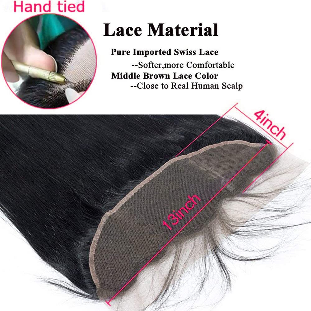 TNICE frontal brasileño 13x4 liso natural de 12 pulgadas para peinados lisos