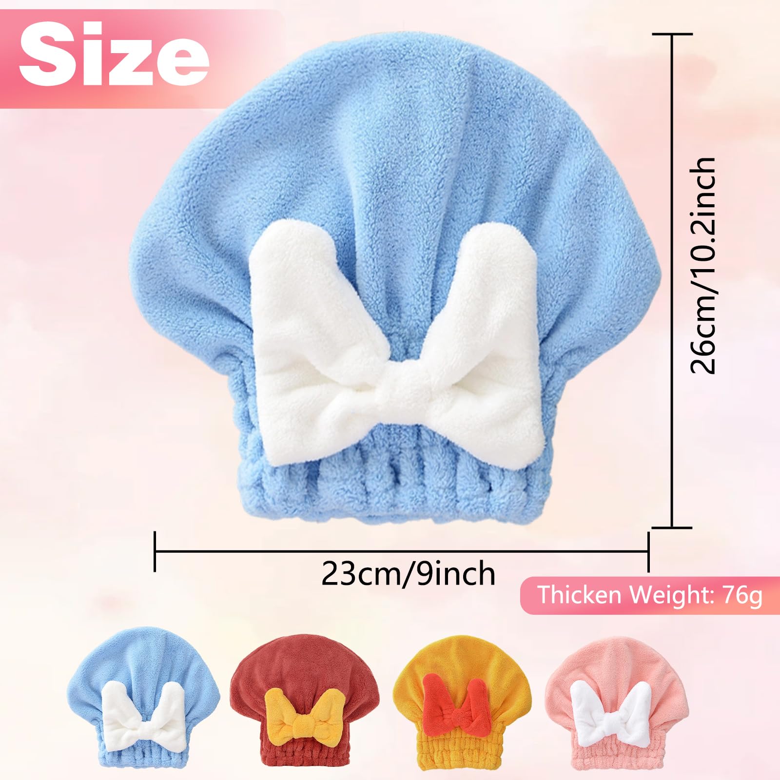 Toalla para cabello microfibra con cap-arco amarillo para secado rápido.