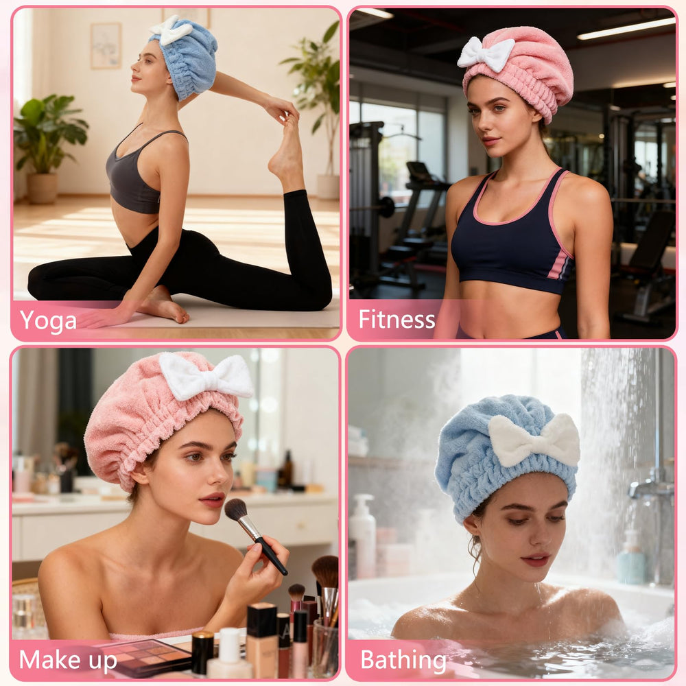 Toalla microfibra para cabello con diseño manos libres para skincare.