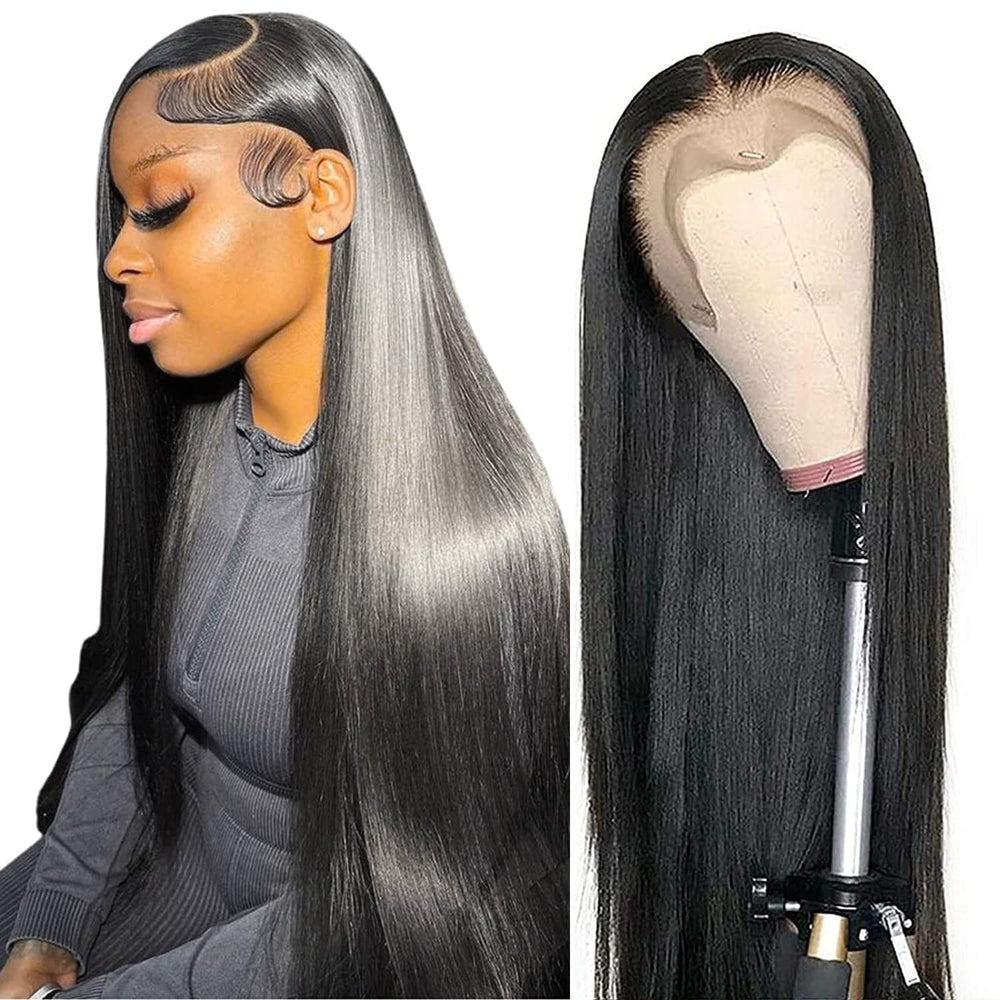 tobasew peluca frontal de encaje recto, pelo humano, 20 pulgadas, lista para usar