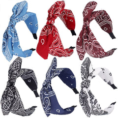 TOBATOBA diadema con nudo paisley y orejas de conejo removibles para looks divertidos.