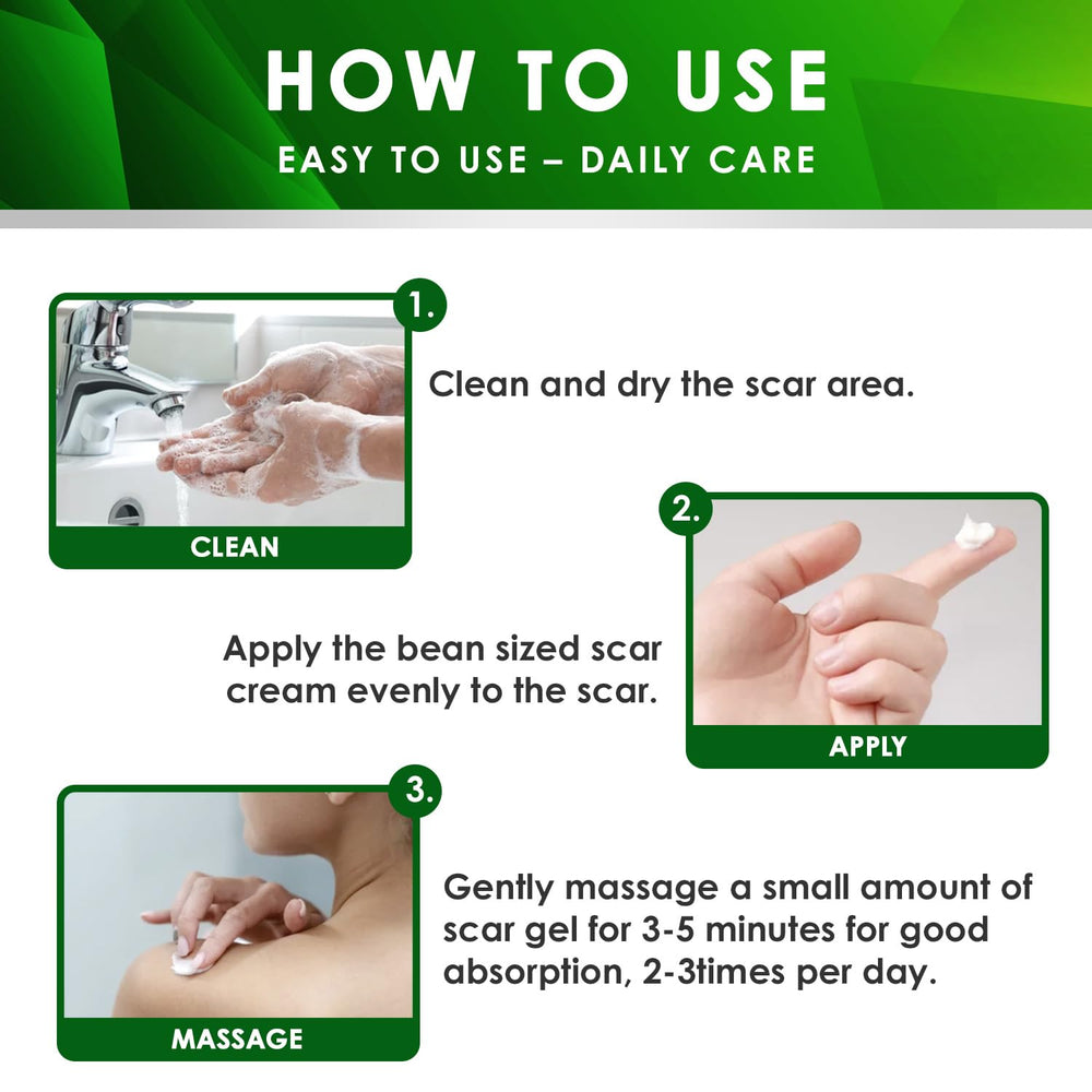 Tobcharm packaging panel highlights a 2×30 g scar care duo