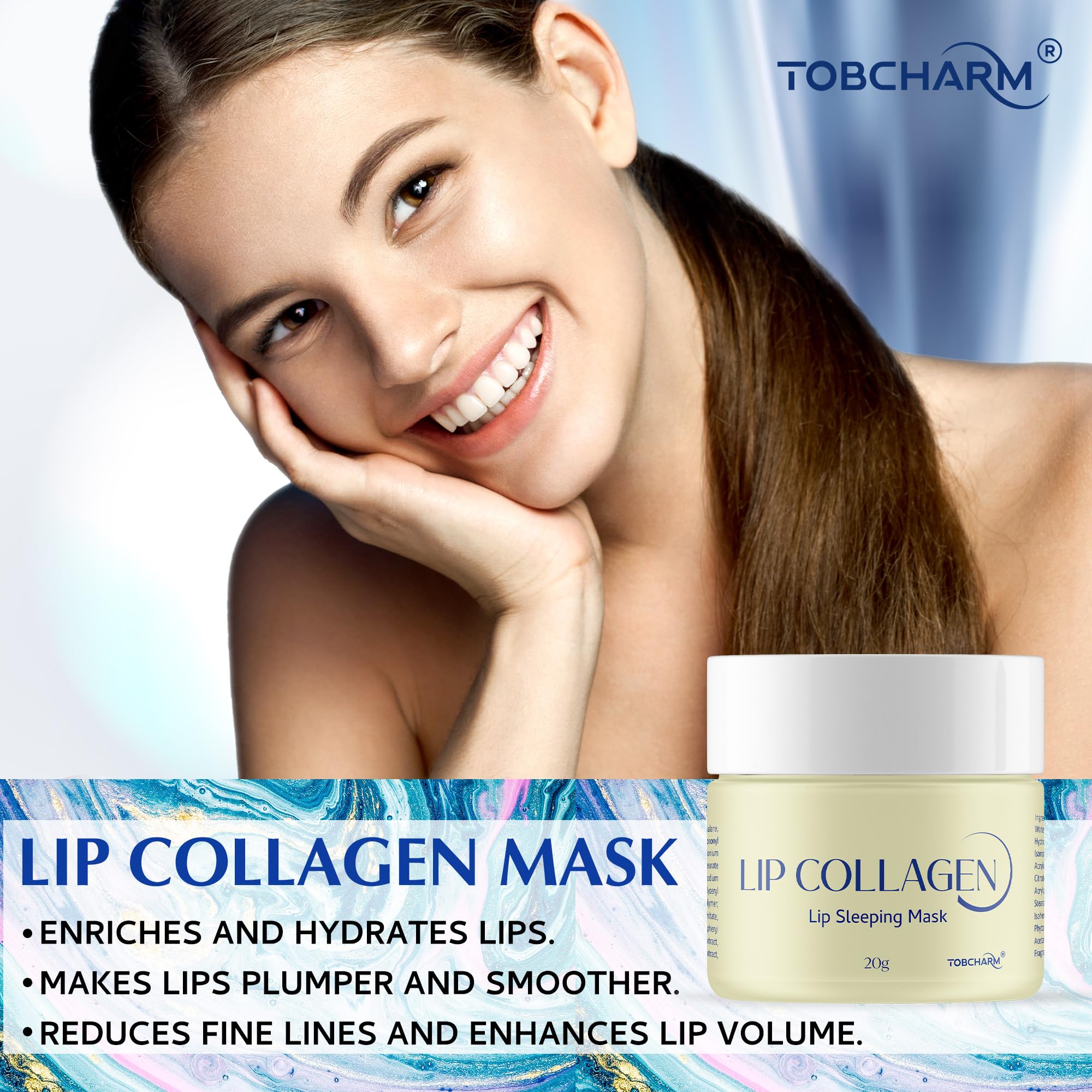 Tobcharm mascarilla labial colágeno nocturna ayuda a suavizar labios