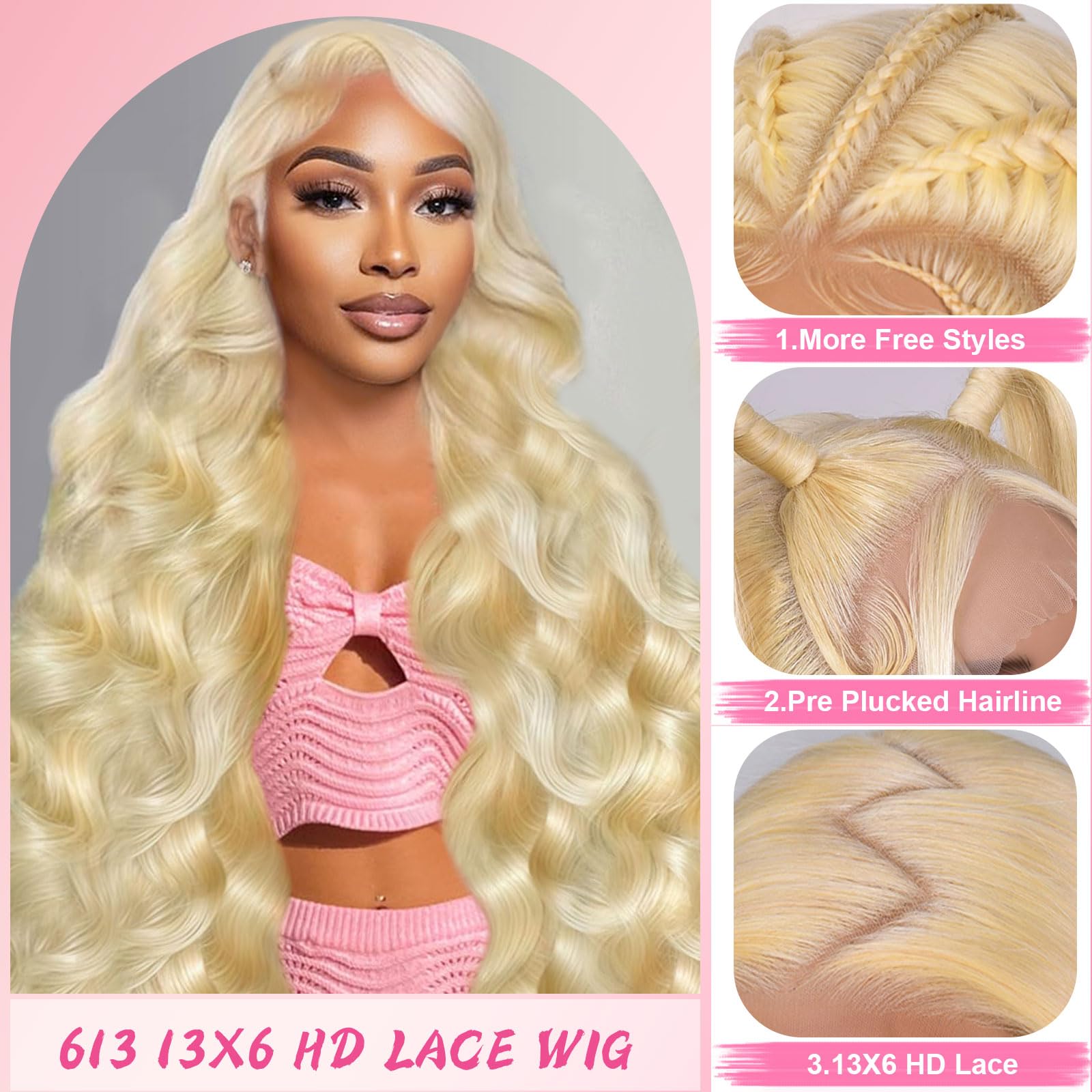 Tobeaper 613 HD Transparent Lace front for skin-toned, nearly invisible hairline.