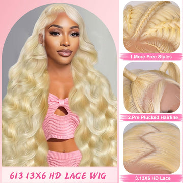 Tobeaper 613 HD Transparent Lace front for skin-toned, nearly invisible hairline.