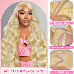 Tobeaper 613 HD Transparent Lace front for skin-toned, nearly invisible hairline.