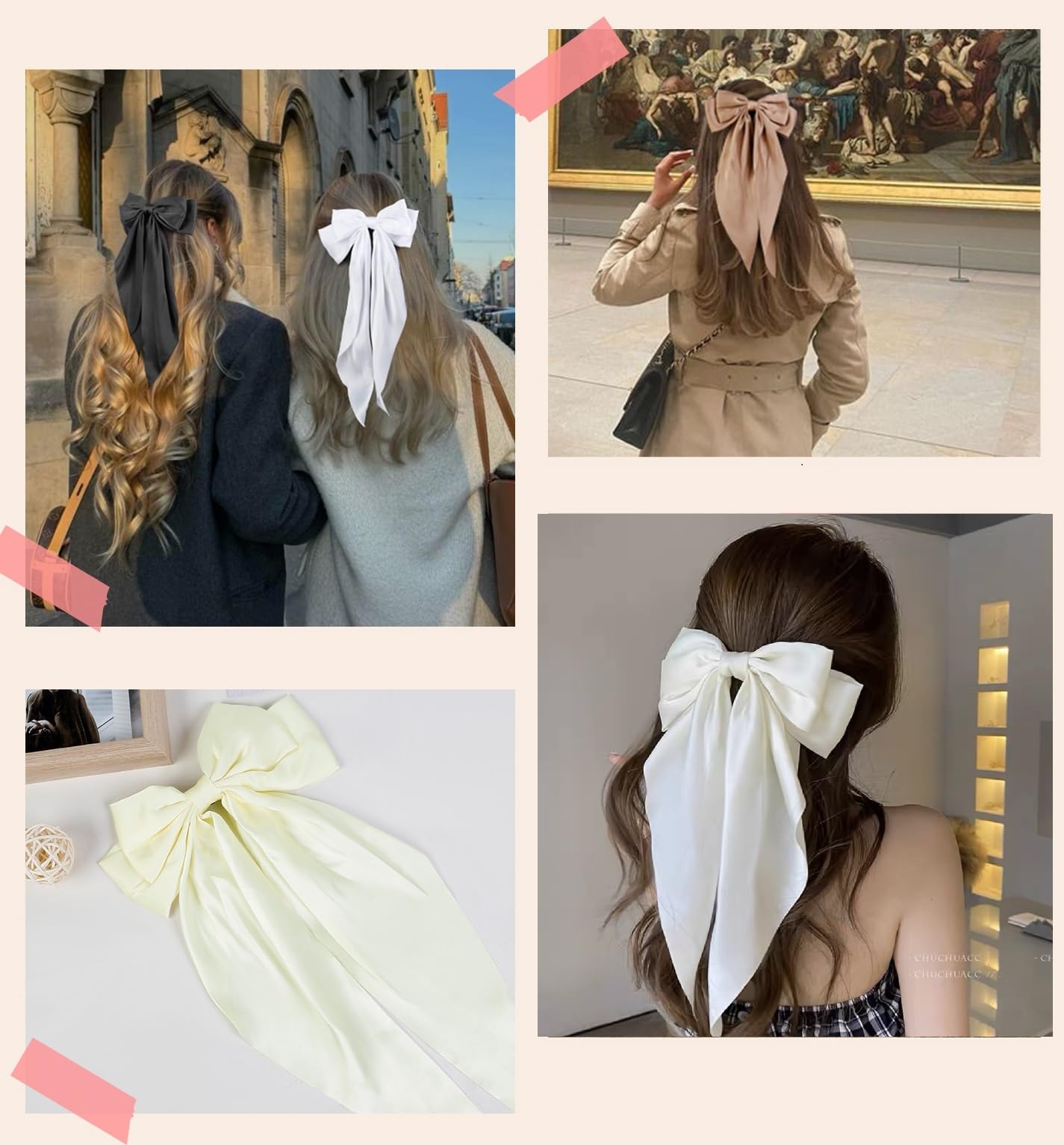 Lazo beige Tobeffect con cola larga para combinaciones neutras