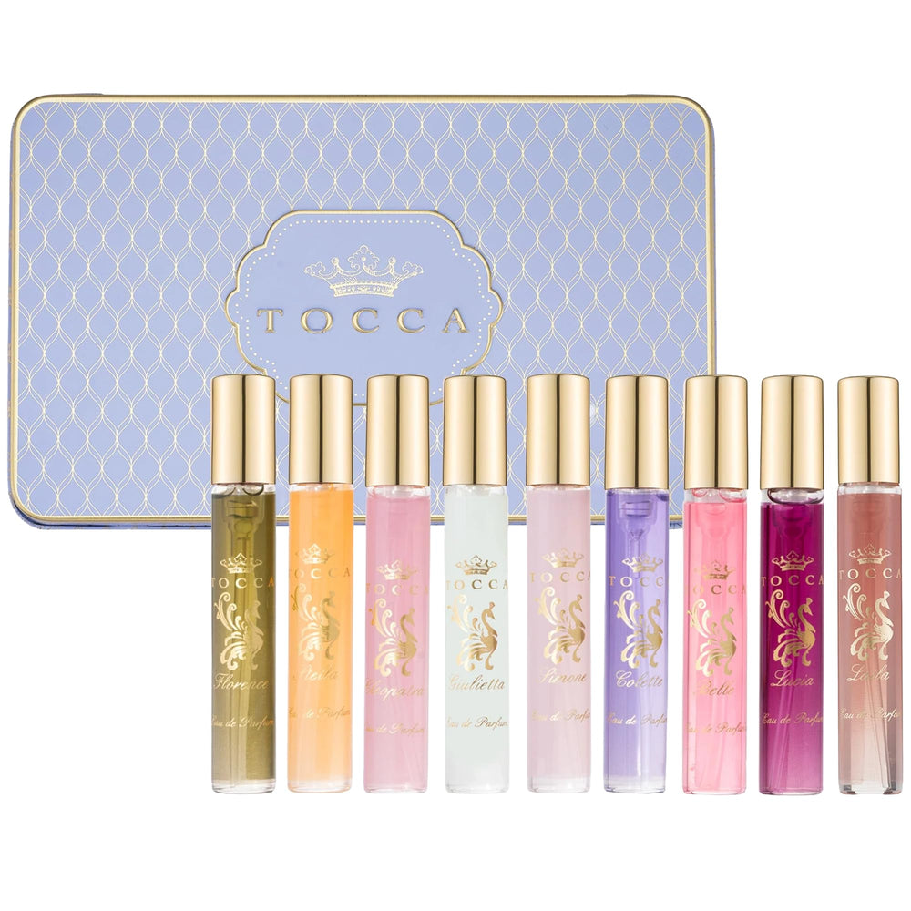 Tocca Wardrobe: estuche de fragancias de viaje en lata, regalo perfecto.