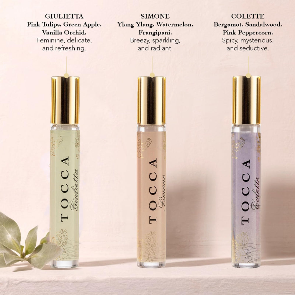 Tocca Simone spray miniatura, aroma jugoso para días casuales y eventos.