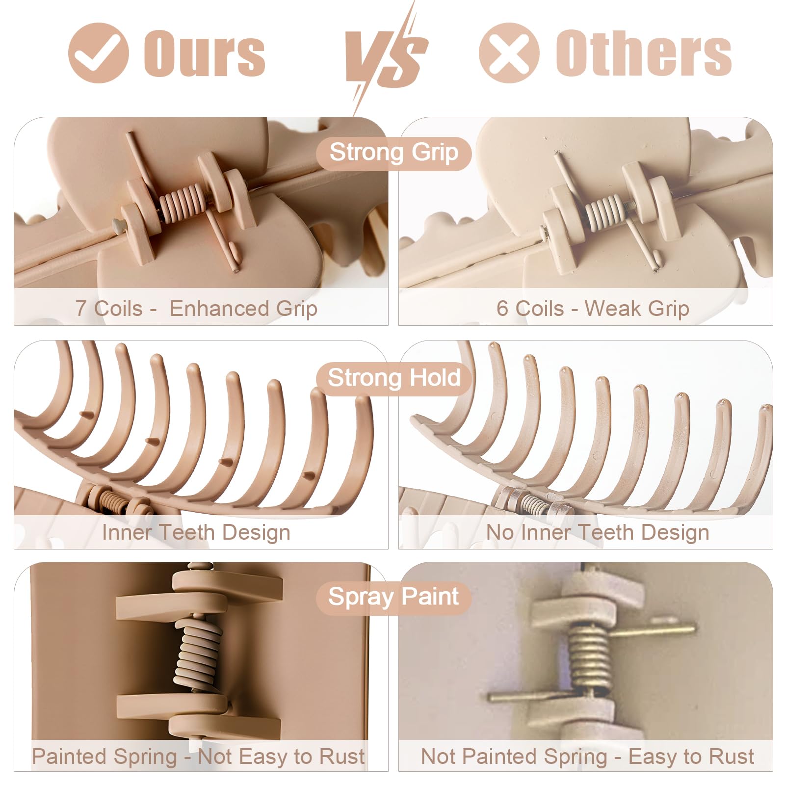 TOCESS clip jumbo con dientes para cabello grueso y rizado.