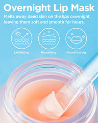 Cuidado nocturno que ayuda a suavizar labios durante el descanso.