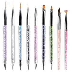 TOCOLES conjunto de 9 pinceles para arte de uñas, ideales para detalles finos.