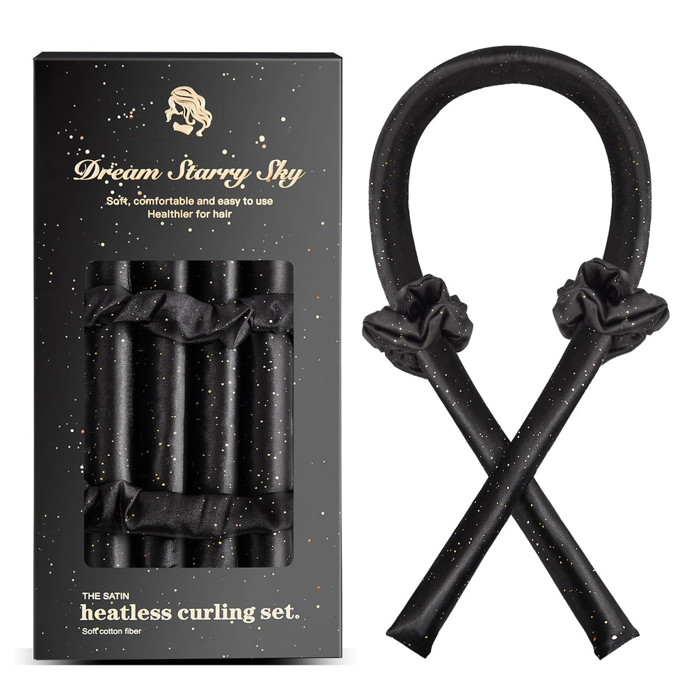 Toeah conjunto satin sin calor, diadema para dormir rizos suaves.