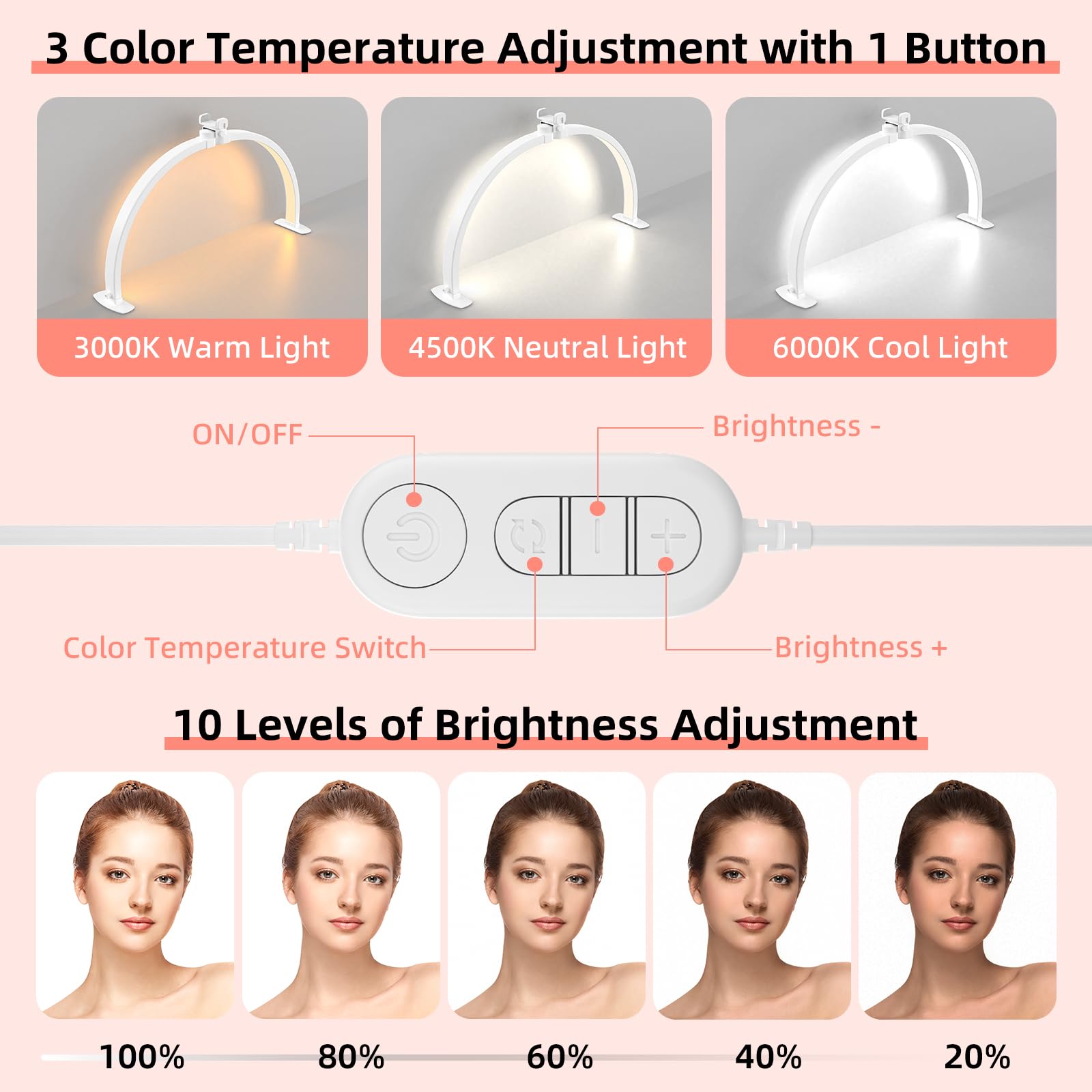 TOELOVE luna media con 364 puntos de luz para detallar uñas sin sombras.