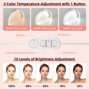 TOELOVE luna media con 364 puntos de luz para detallar uñas sin sombras.