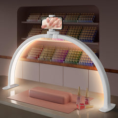 TOELOVE lámpara luna media en mesa de uñas para iluminación uniforme.