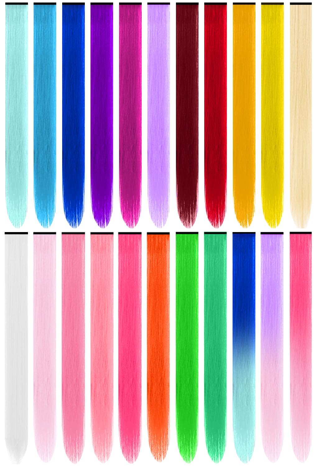 TOFAFA extensiones coloridas de pelo, 22 piezas, para cambios de look rápidos.
