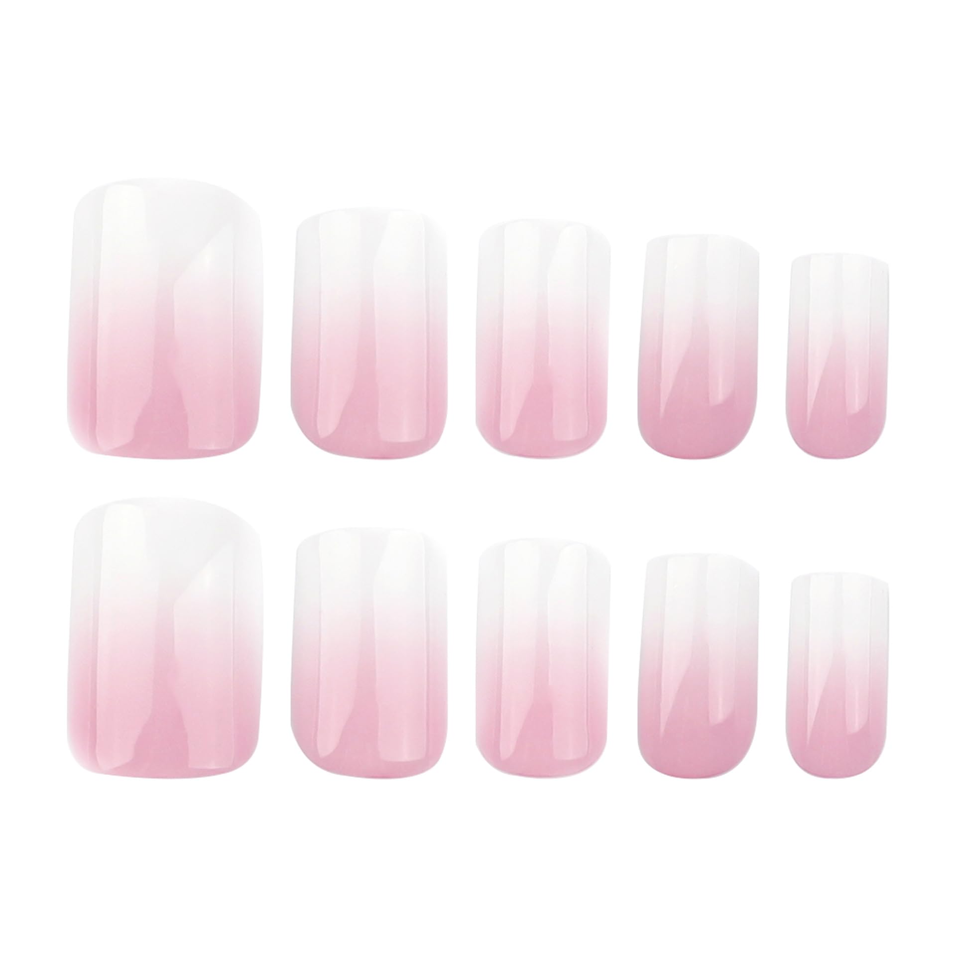 TOGZOM uñas ombré rosa y blanco con degradado elegante para ocasiones.