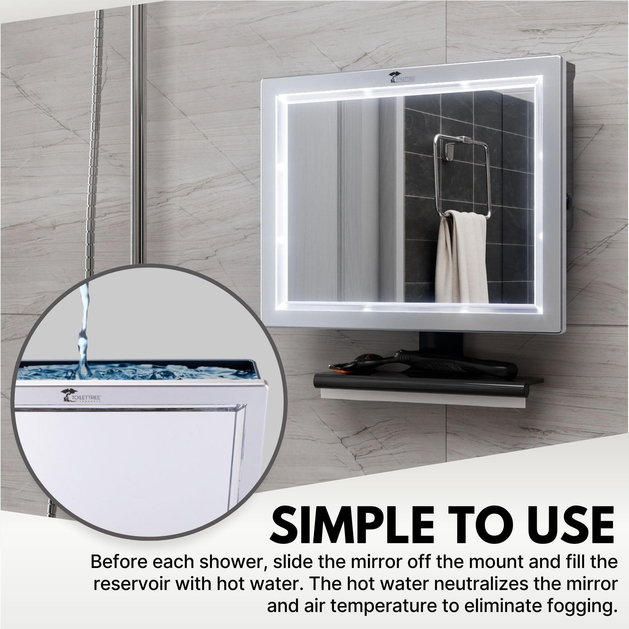 ToiletTree Deluxe: ángulo ajustable para ver mejor al afeitarse