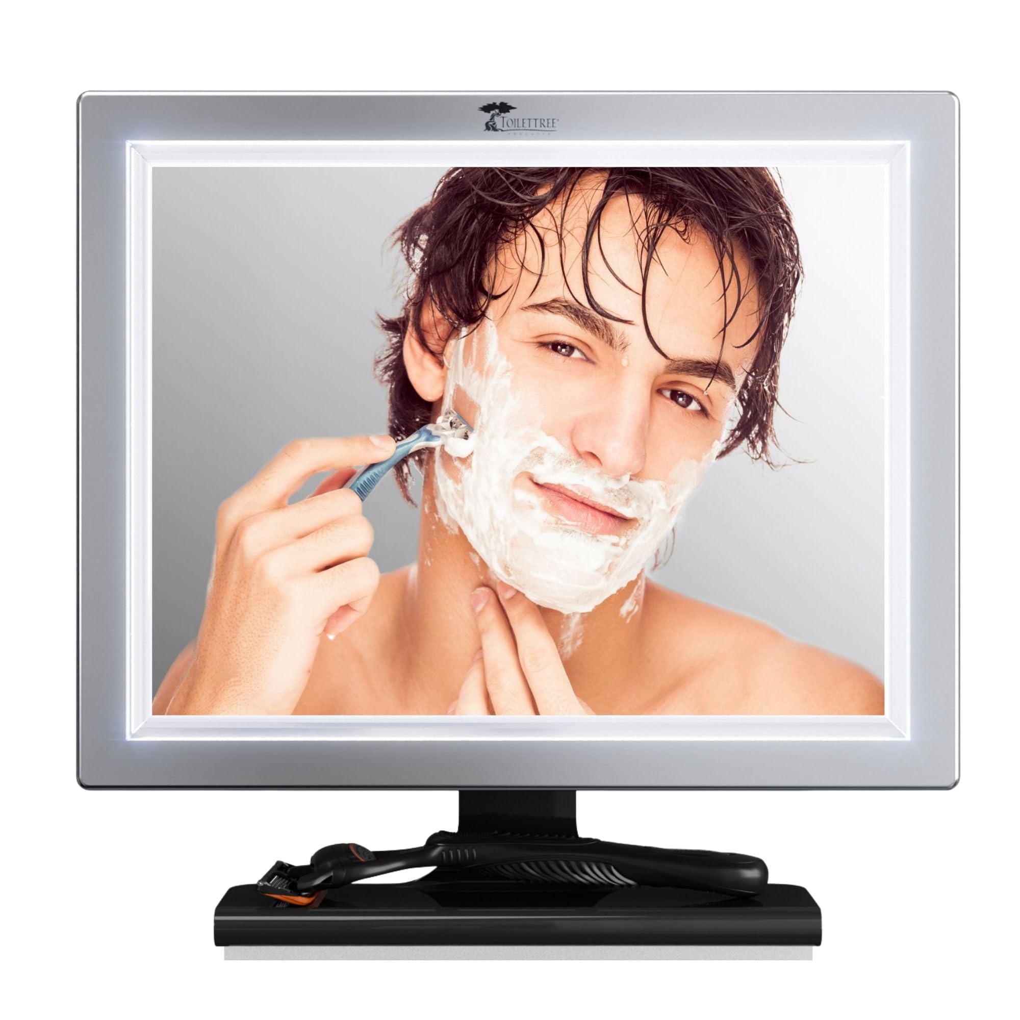 ToiletTree Deluxe: espejo de ducha LED antivaho con iluminación para afeitado preciso