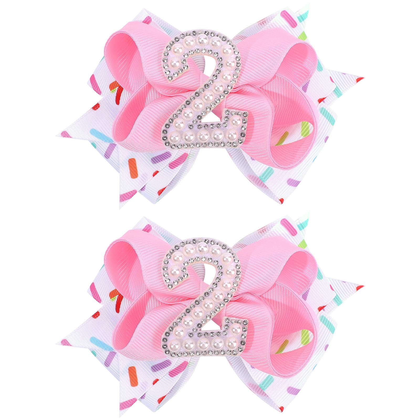 TOKUFAGU lazo rosa para cabello de bebé con destellos, ideal para fotos de cumpleaños.
