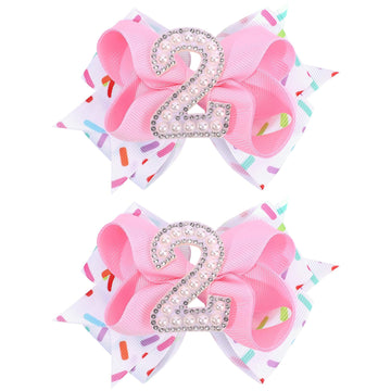 TOKUFAGU lazo rosa para cabello de bebé con destellos, ideal para fotos de cumpleaños.