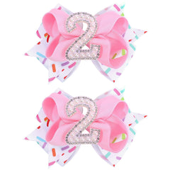 TOKUFAGU lazo rosa para cabello de bebé con destellos, ideal para fotos de cumpleaños.