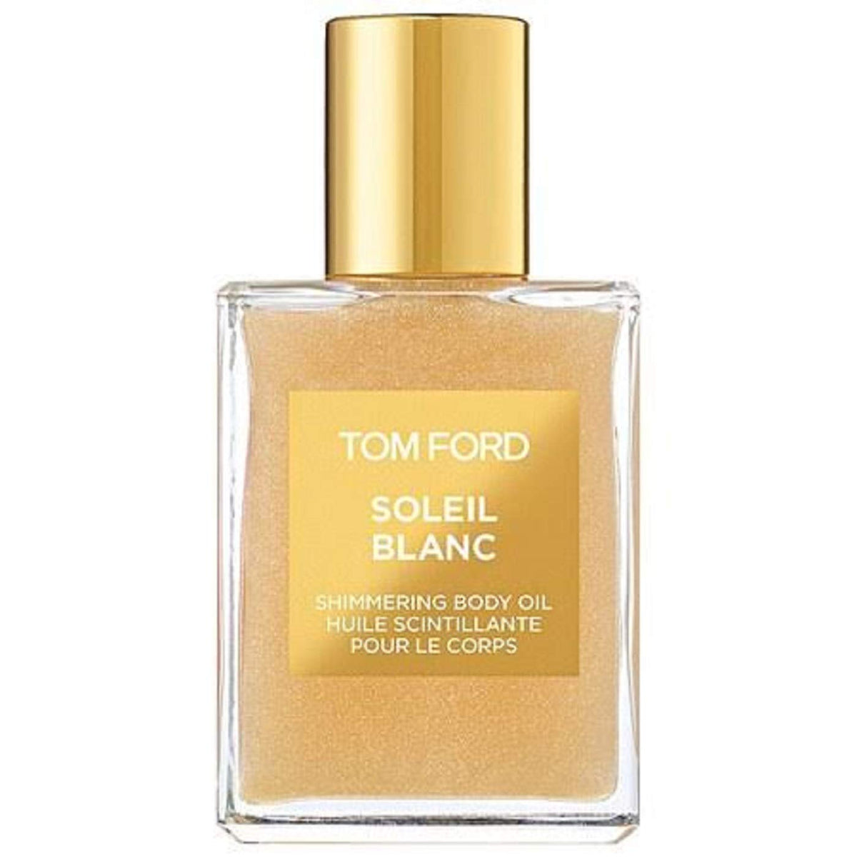 Tom Ford Soleil Blanc, aceite corporal brillante, realza el tono de la piel y perfuma sutilmente.