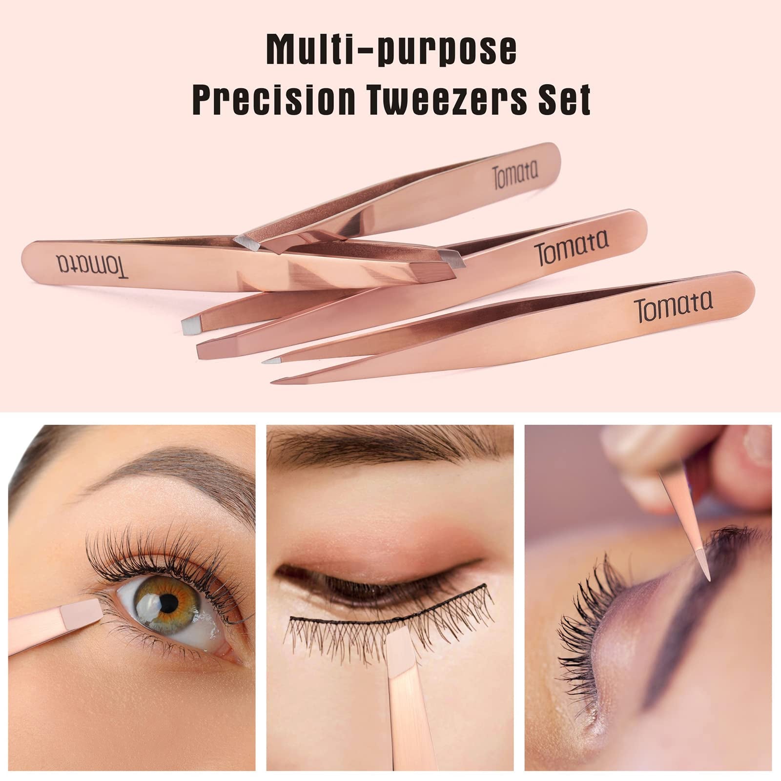 Pinzas Tomata para cejas punta apuntada para detalles finos