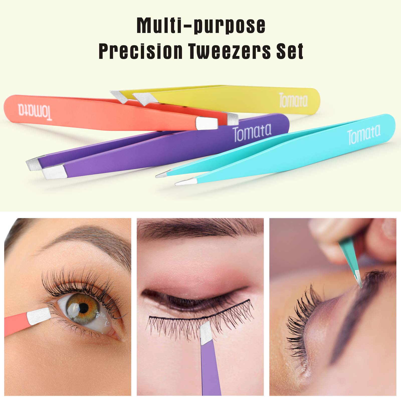 Pinzas Tomata para cejas, punta afilada para quitar pelos individualmente