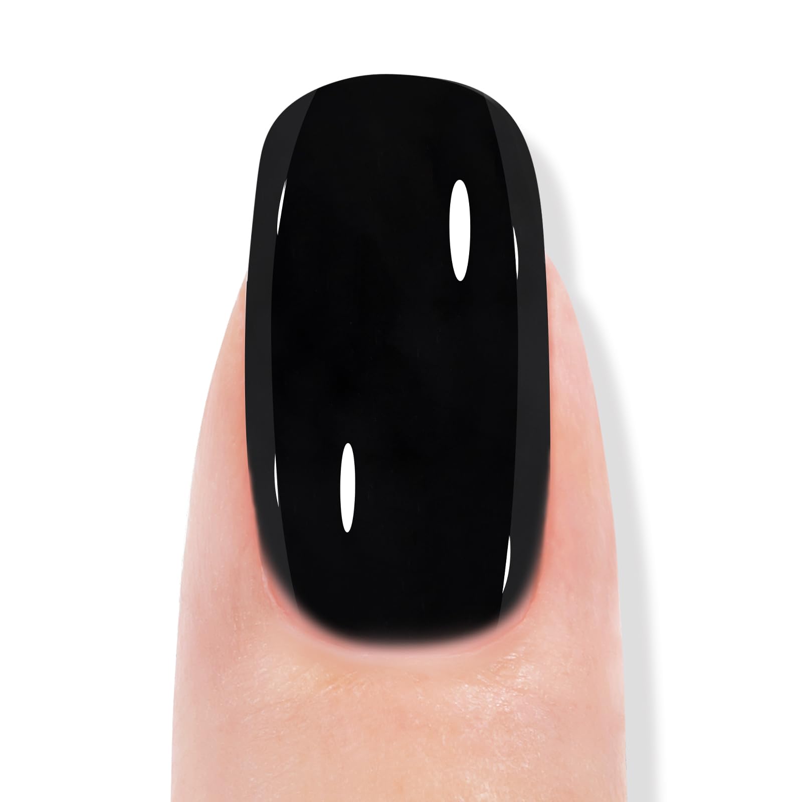 Manicura elegante con gel negro TOMICCA para looks nocturnos.