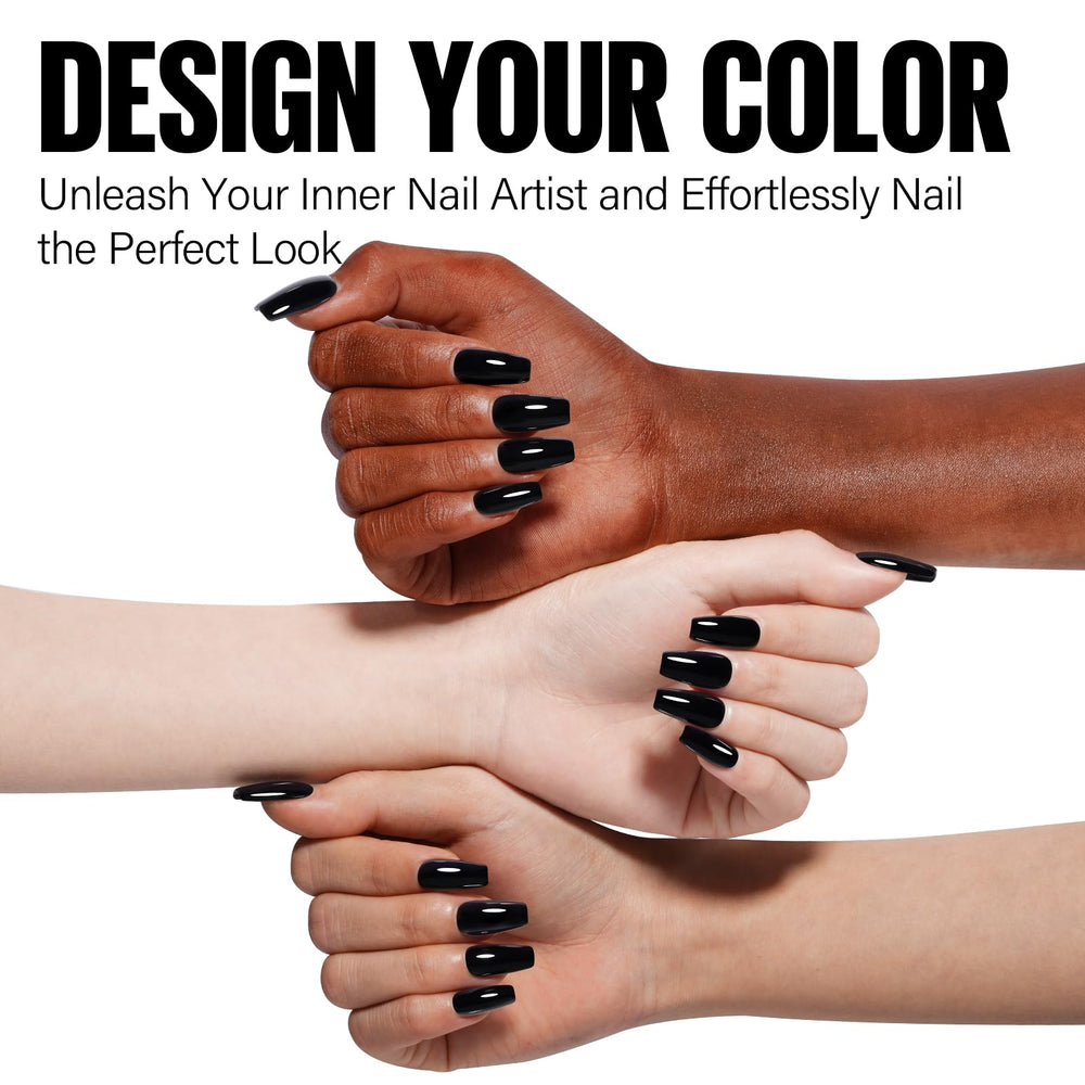 Esmalte gel negro TOMICCA 15 ml con acabado brillante y duradero.