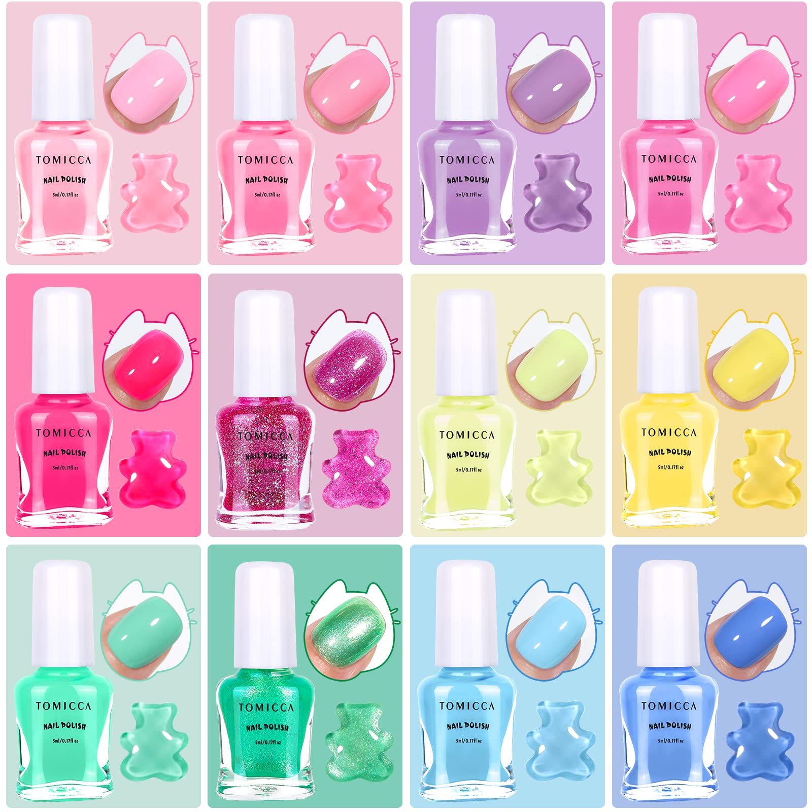 TOMICCA esmalte infantil para fiestas, secado rapido, sin olor fuerte.