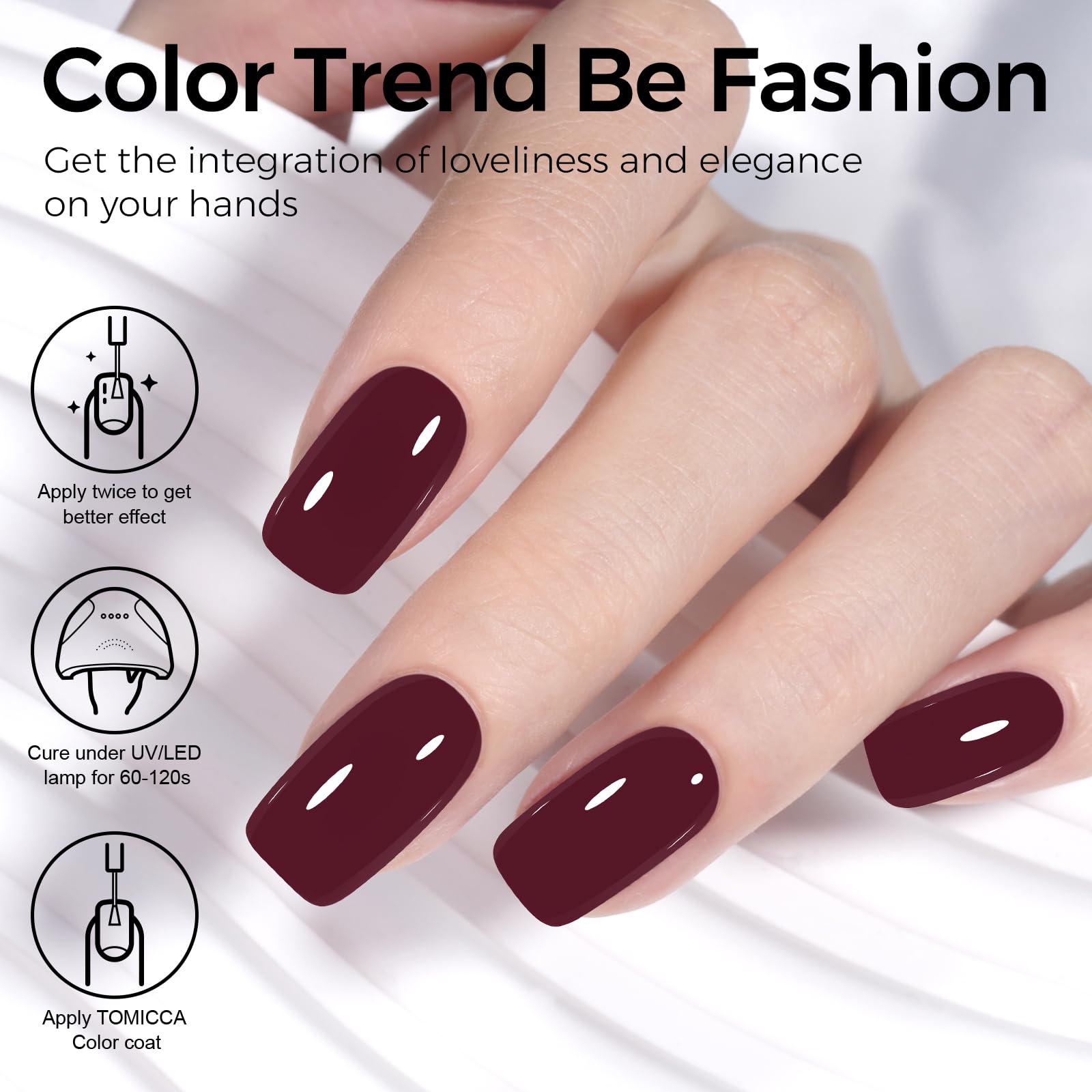 TOMICCA Esmalte gel cereza roja brillo satinado realza uñas radiantes