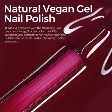 TOMICCA Esmalte gel cereza roja para manicura casera, fácil y rápida