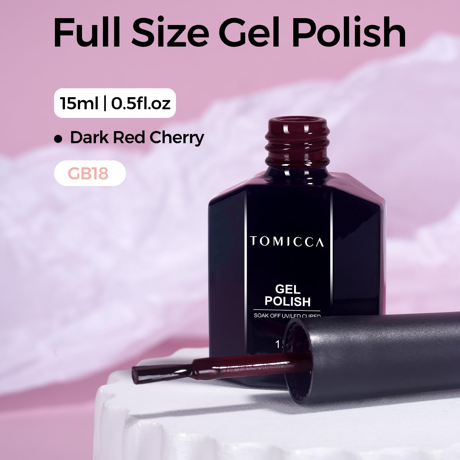 TOMICCA Esmalte gel cereza roja en estuche elegante, regalo perfecto