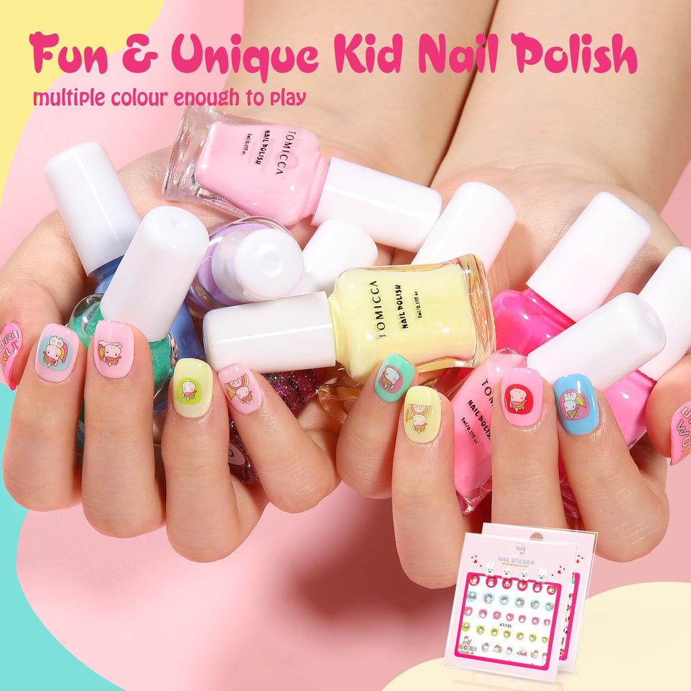TOMICCA esmalte infantil colores brillantes, aplicación fácil para manos pequeñas.