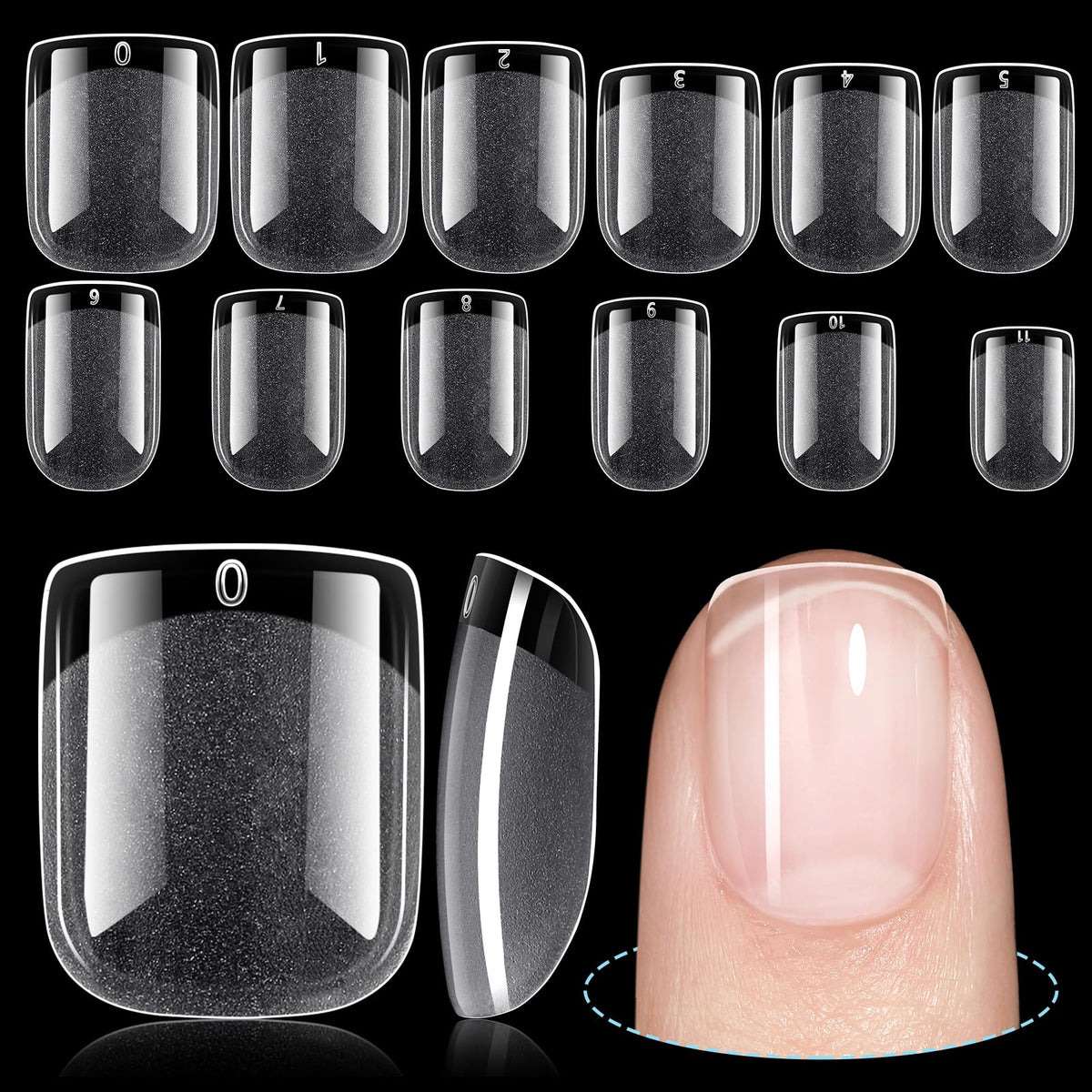 TOMICCA uñas cortas cuadradas 192p en set, fácil de aplicar.