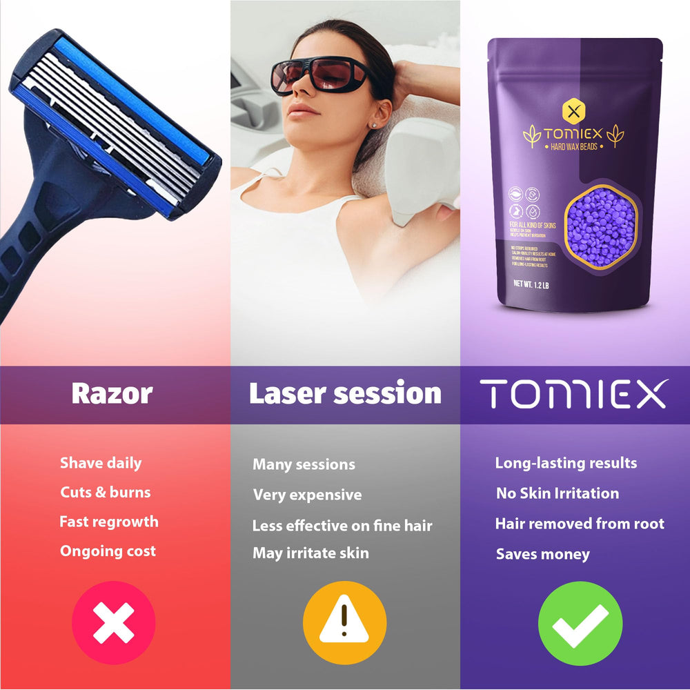 Tomiex cera dura sin tiras, opción suave para piel sensible en casa
